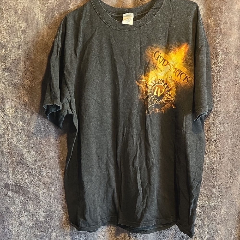 Anvil Black Tee with Fiery Graphic
